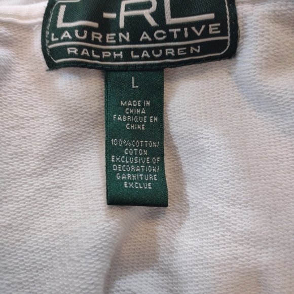 LRL Ralph Lauren white & navy blue pullover sweatshirt hoodie large - Picture 12 of 12